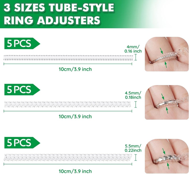 Anpro Ring Sizer Adjusters for Loose Rings - 15-Pack Multiple Styles, Invisible Spacer Guards & Tighteners for Women, Fits Almost Any Ring - Image 2
